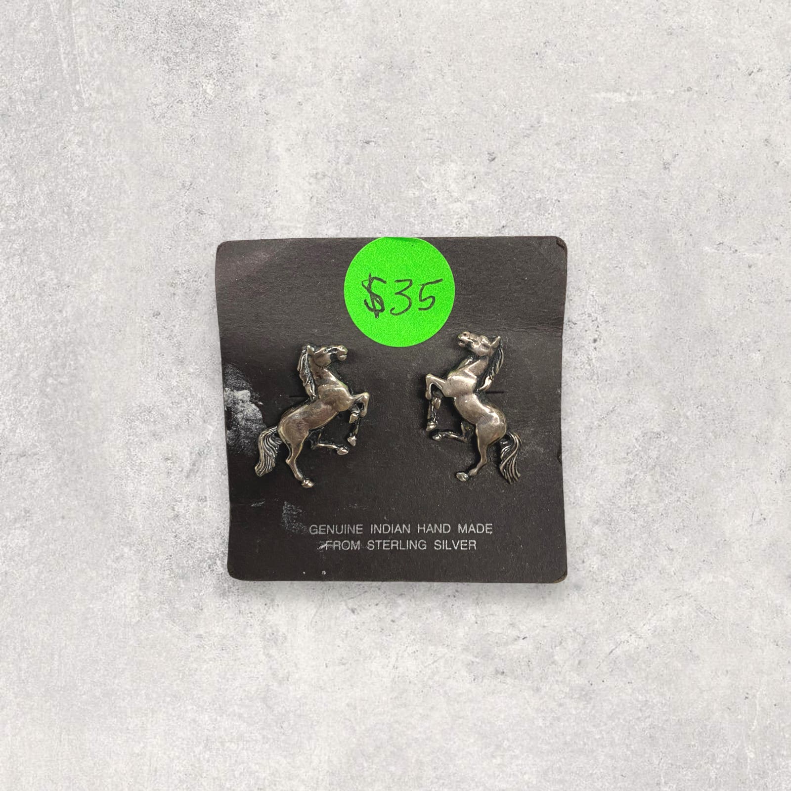 Handmade Authentic Native American Sterling Silver Horse Stud Earrings